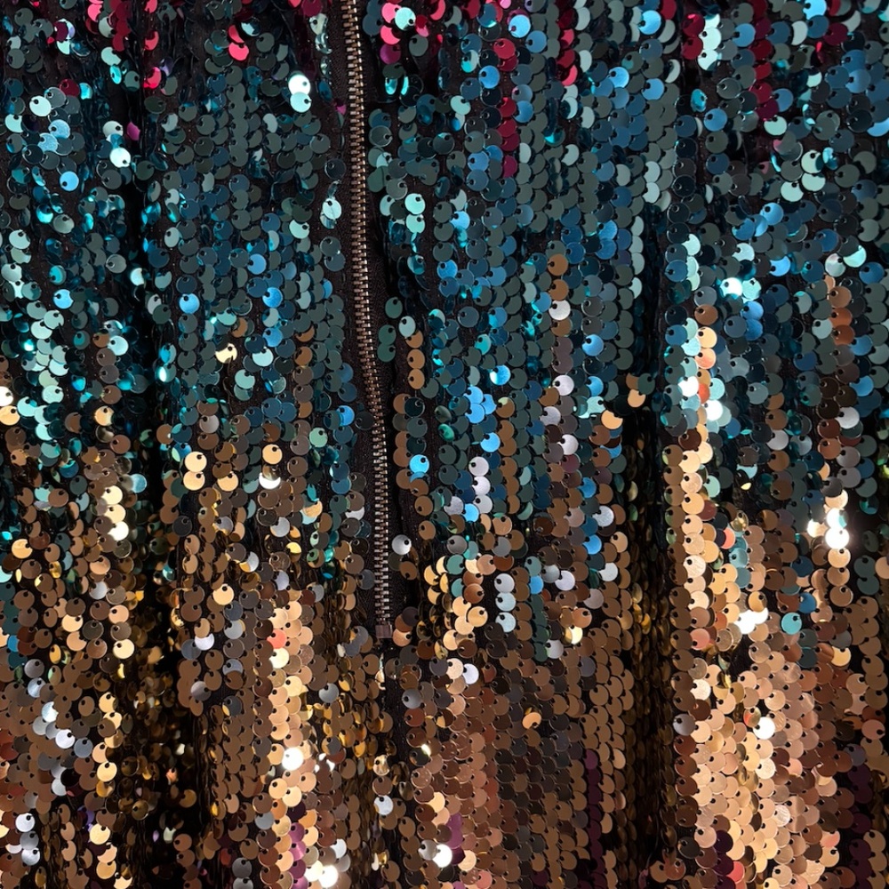 Guess Multicolored sequins Sweetheart neckline Sheath silhouette Size 6 NWT - Picture 12 of 13